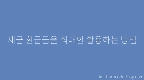 세금 환급금을 최대한 활용하는 방법 - Thumbnail