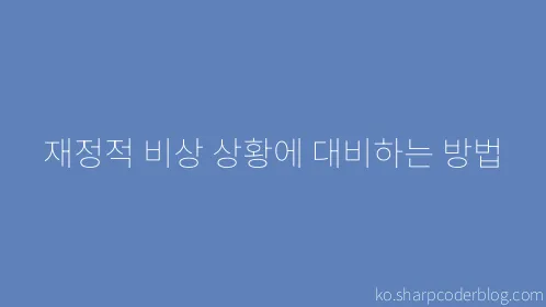 재정적 비상 상황에 대비하는 방법 - Thumbnail