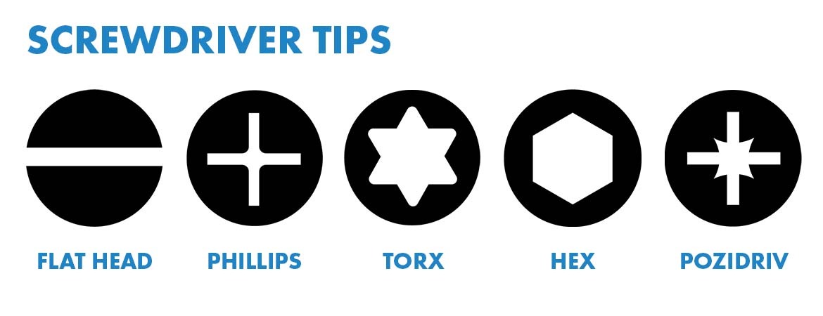 다양한 나사 머리 유형.