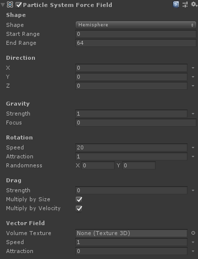 파티클 시스템 포스 필드 인스펙터 뷰